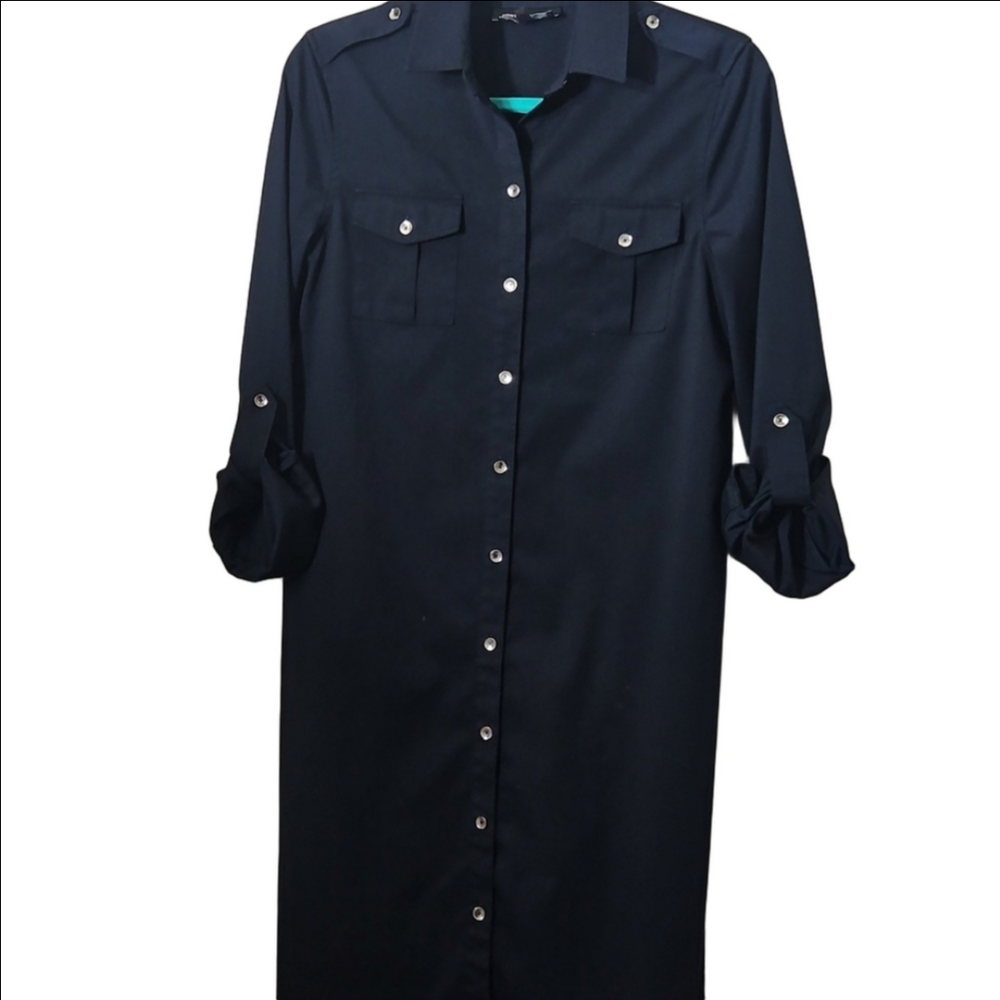 Jones New York Navy Button Down Shirt Dress